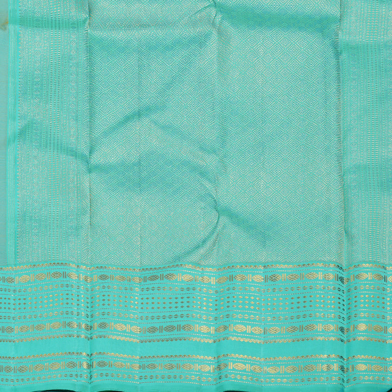 Hayagrivas Yellow Handloom Kanjivaram Silk Saree with Sea Green Border BBD1307L3-1