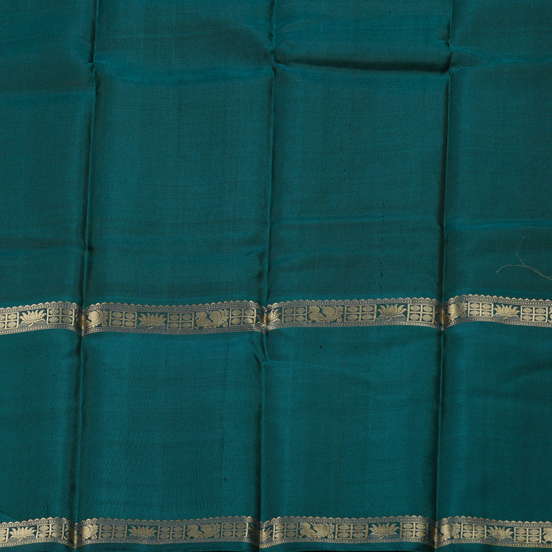 Hayagrivas Black Handloom Kanjivaram Silk Saree with Teal Blue Border BBD1308L19-1