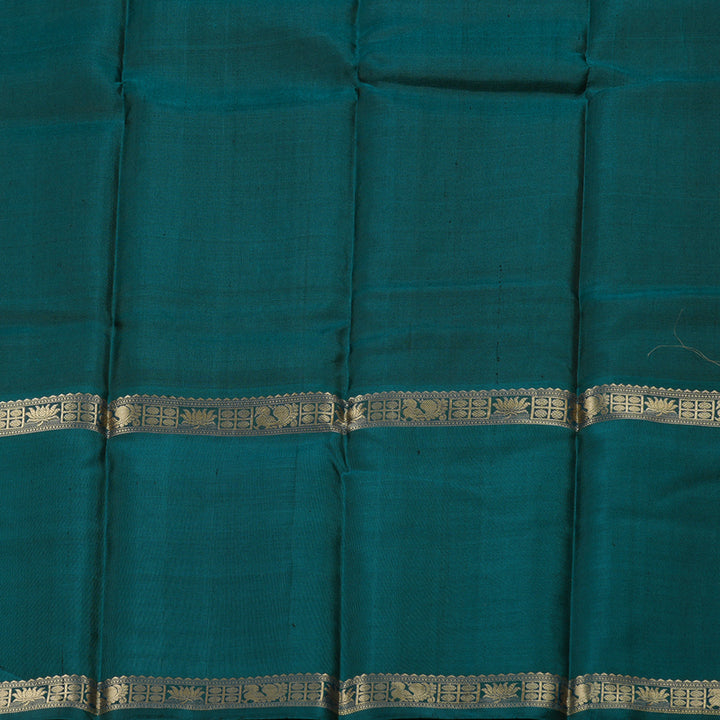 Hayagrivas Black Handloom Kanjivaram Silk Saree with Teal Blue Border BBD1308L19-1