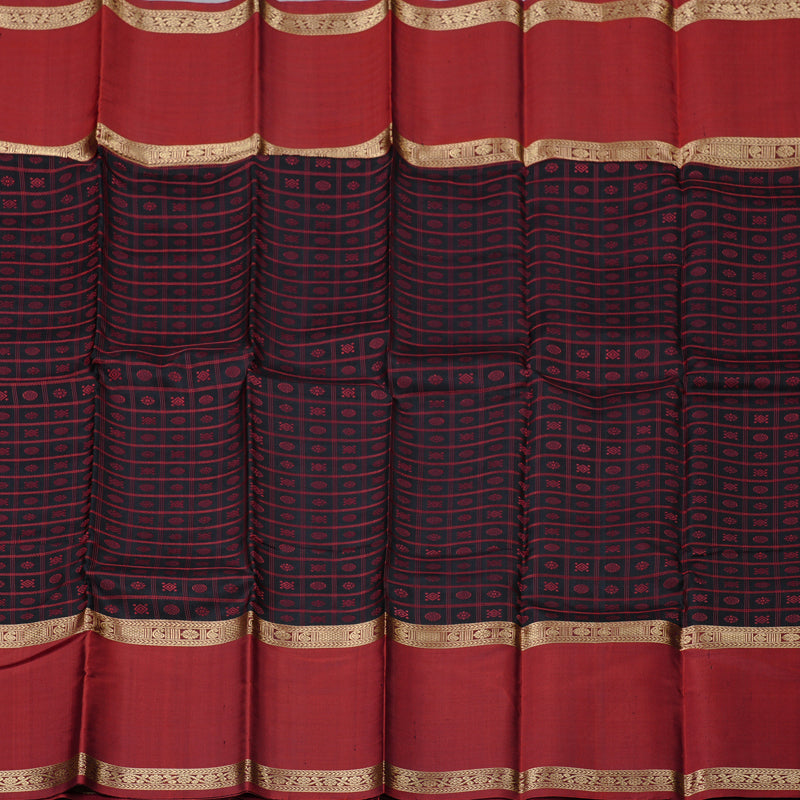 Hayagrivas Black Handloom Kanjivaram Silk Saree with Wine Maroon Border BBD1308L19-2