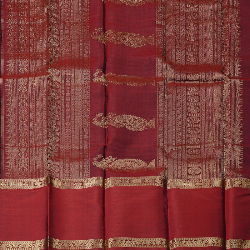 Hayagrivas Black Handloom Kanjivaram Silk Saree with Wine Maroon Border BBD1308L19-2