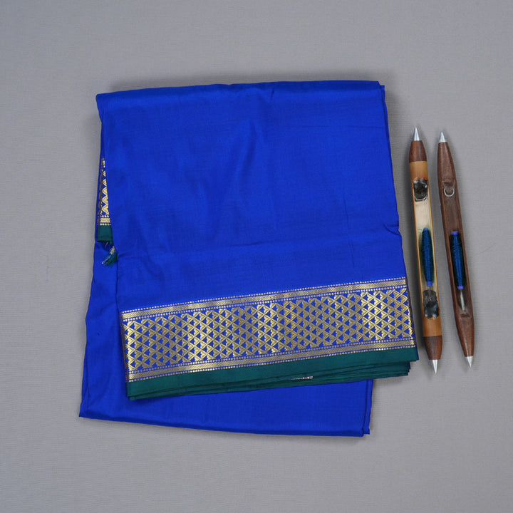 Hayagrivas Striking Blue Handloom Kanjivaram Ten Yards Silk Saree BBD1309L1-7