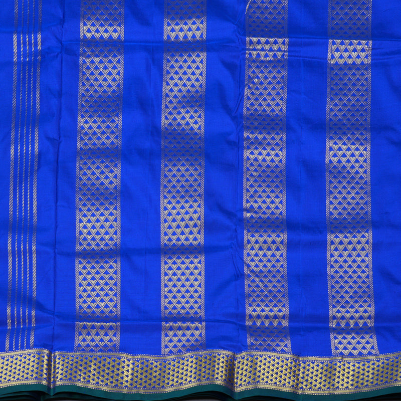 Hayagrivas Striking Blue Handloom Kanjivaram Ten Yards Silk Saree BBD1309L1-7
