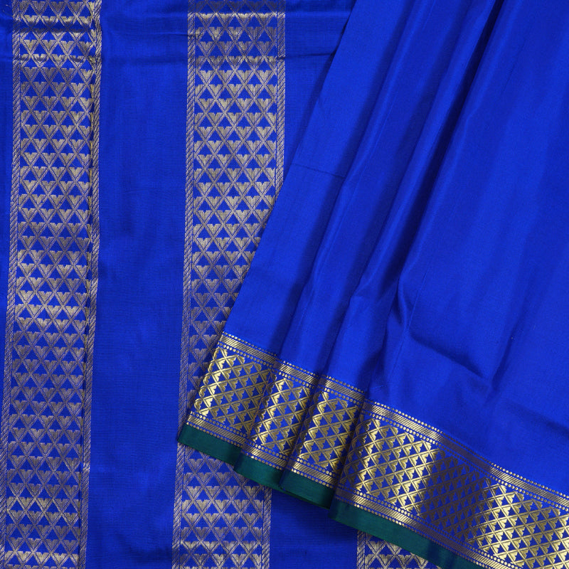 Hayagrivas Striking Blue Handloom Kanjivaram Ten Yards Silk Saree BBD1309L1-7