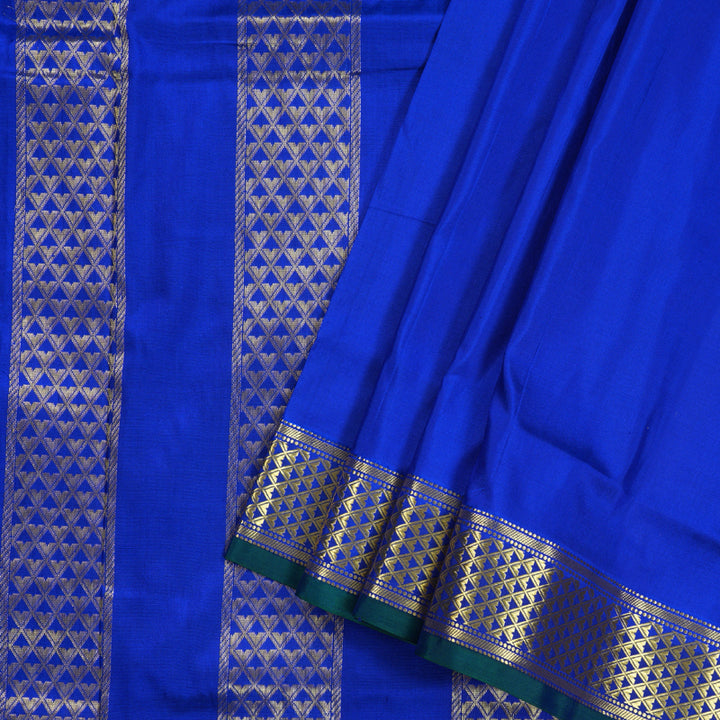 Hayagrivas Striking Blue Handloom Kanjivaram Ten Yards Silk Saree BBD1309L1-7