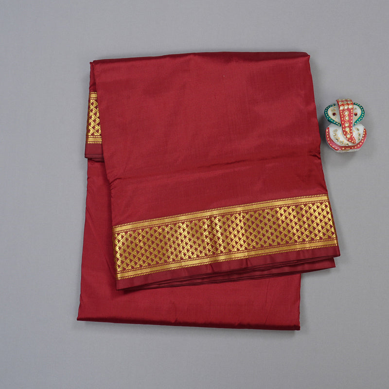 Hayagrivas Handloom Madisar Kanjivaram Ten Yards Silk Saree in Majestic Maroon BBD1309L1-8