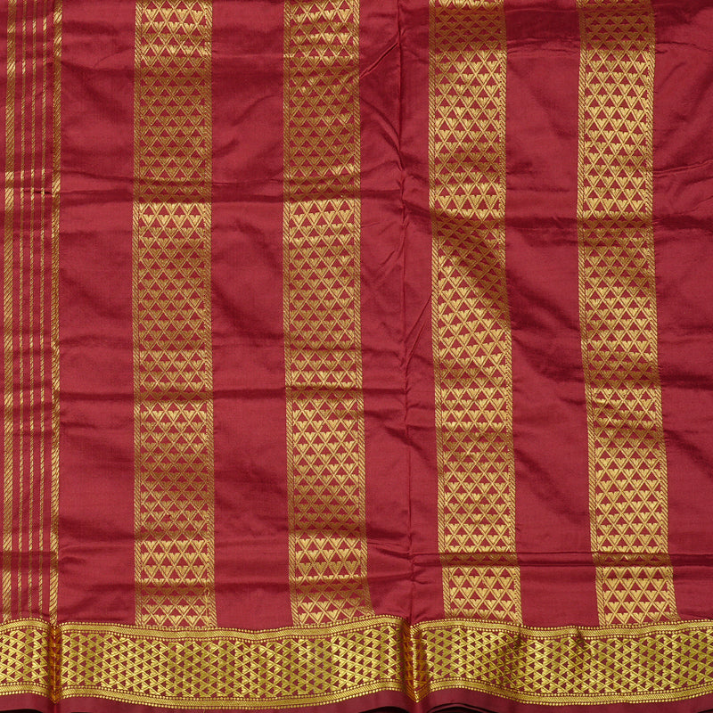 Hayagrivas Handloom Madisar Kanjivaram Ten Yards Silk Saree in Majestic Maroon BBD1309L1-8