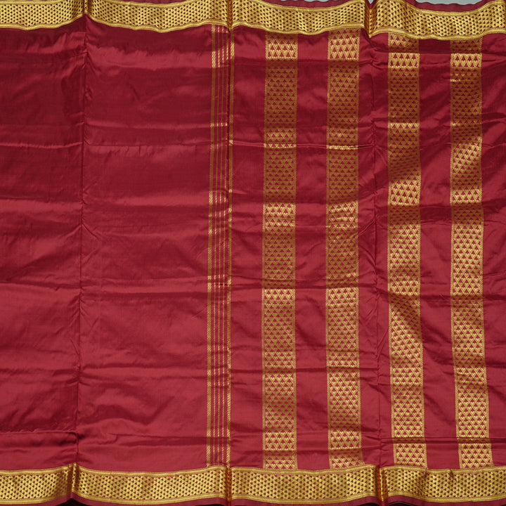 Hayagrivas Handloom Madisar Kanjivaram Ten Yards Silk Saree in Majestic Maroon BBD1309L1-8