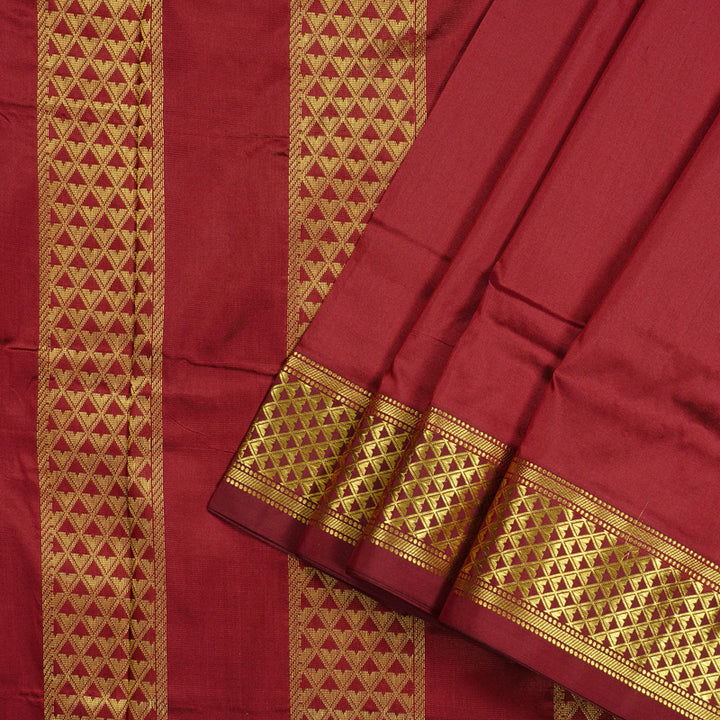Hayagrivas Handloom Madisar Kanjivaram Ten Yards Silk Saree in Majestic Maroon BBD1309L1-8