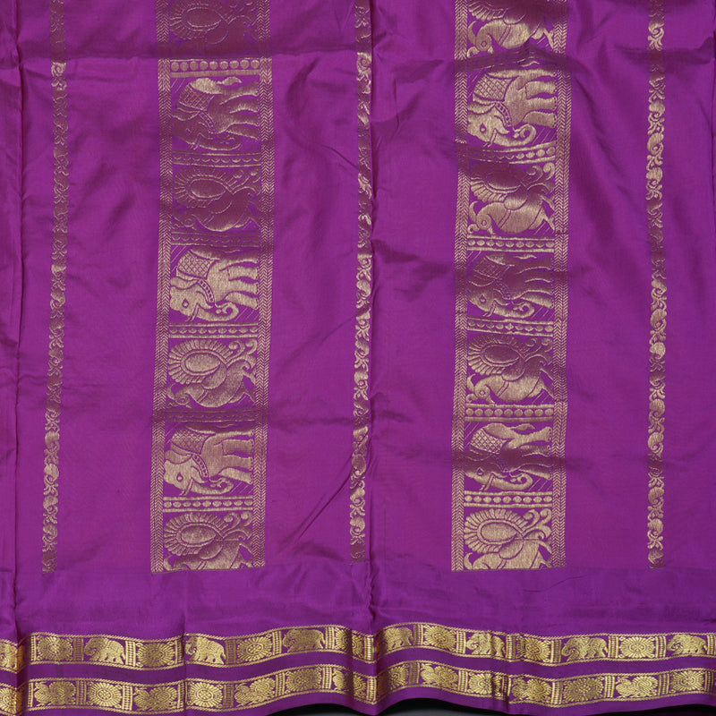 Hayagrivas Peach Pink Handloom Kanjivaram Ten Yards Silk Saree with Magenta Pink Border BBD1309L7-3