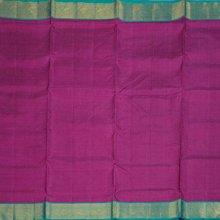 Hayagrivas Pink Handloom Kanjivaram Ten Yards Silk Saree with Teal Green Border BBD1313L8-1