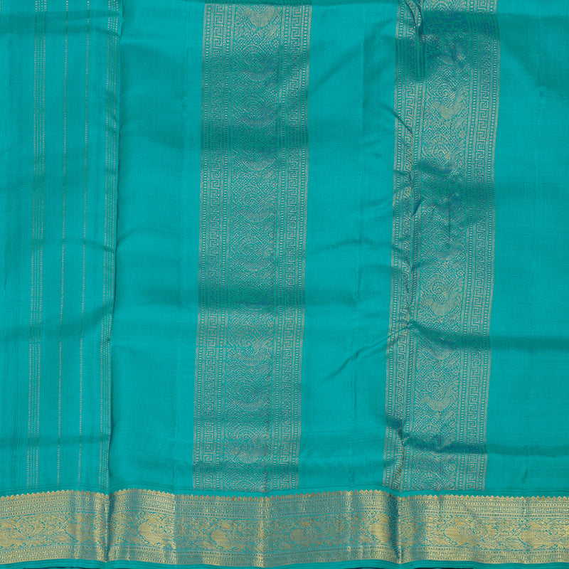 Hayagrivas Pink Handloom Kanjivaram Ten Yards Silk Saree with Teal Green Border BBD1313L8-1