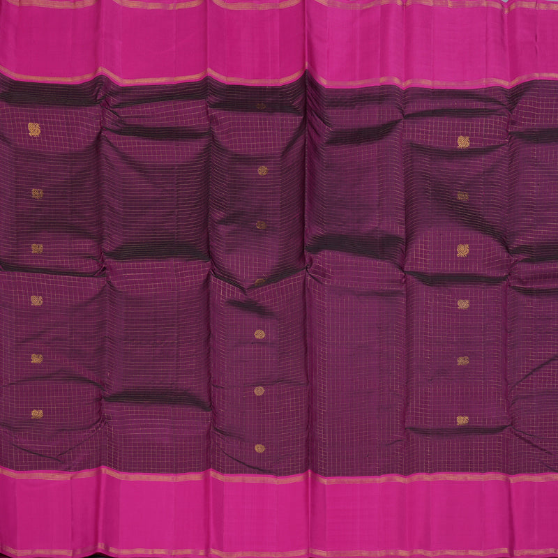 Hayagrivas Dark Purple Handloom Kanjivaram Silk Saree with Pink Border BBD1314L5-2