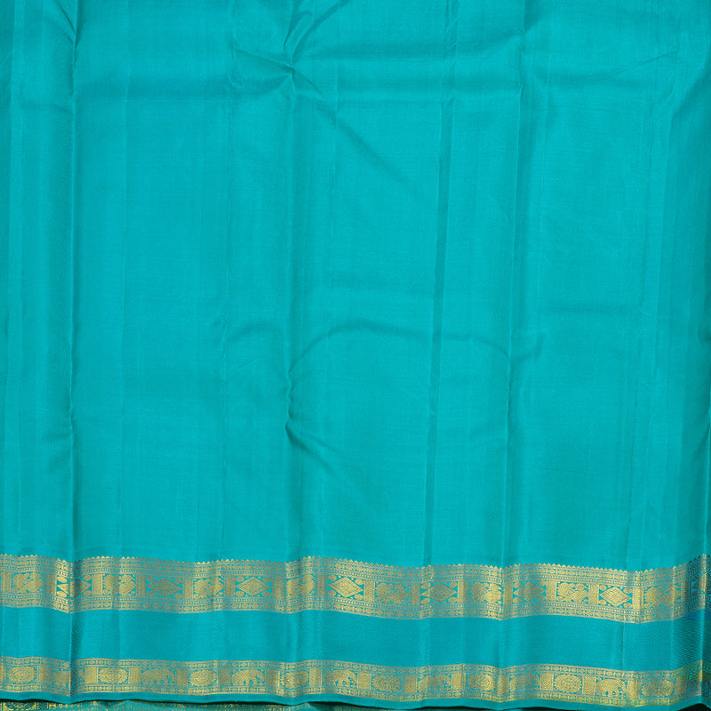 Hayagrivas Pink Handloom Kanjivaram Silk Saree with Teal Green Border BBD1314L8-1