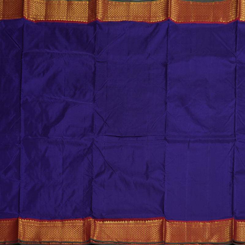 Hayagrivas Blue Handloom Kanjivaram Ten Yards Silk Saree with Maroon Border BBD1315L7-1