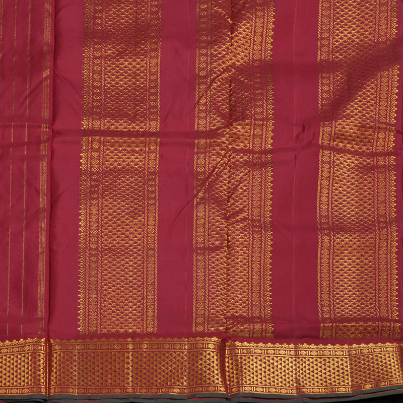 Hayagrivas Blue Handloom Kanjivaram Ten Yards Silk Saree with Maroon Border BBD1315L7-1