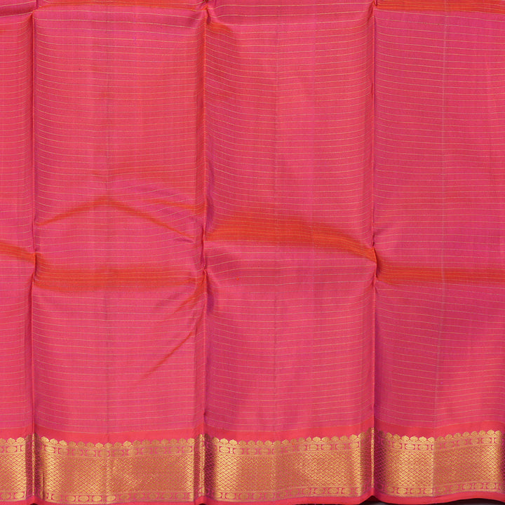Hayagrivas Bottle Green Handloom Kanjivaram Silk Saree with Reddish Pink Border BBD1316L7-1