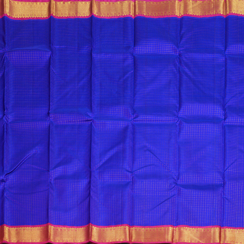 Hayagrivas Blue Handloom Kanjivaram Silk Saree with Pink Border BBD1316L7-2