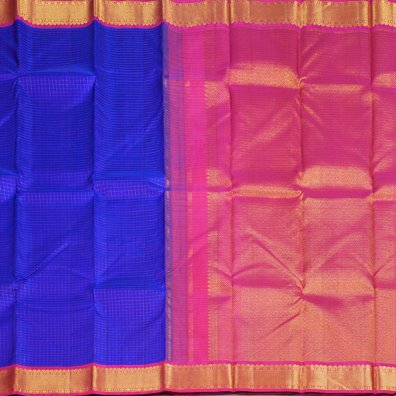 Hayagrivas Blue Handloom Kanjivaram Silk Saree with Pink Border BBD1316L7-2