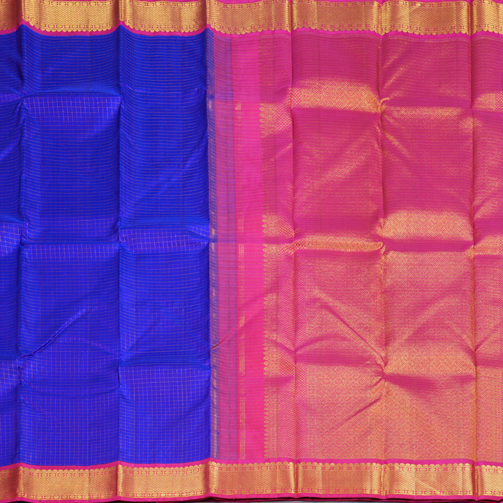Hayagrivas Blue Handloom Kanjivaram Silk Saree with Pink Border BBD1316L7-2