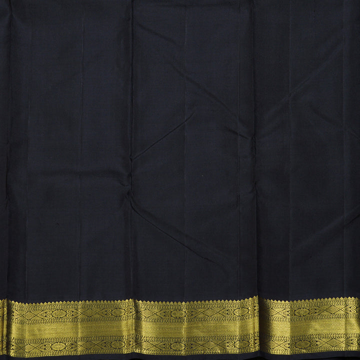 Hayagrivas Fluorescent Green Handloom Kanjivaram Silk Saree with Black Border BBD1316L9-3