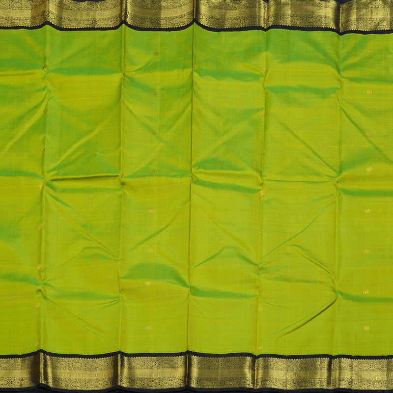Hayagrivas Fluorescent Green Handloom Kanjivaram Silk Saree with Black Border BBD1316L9-3
