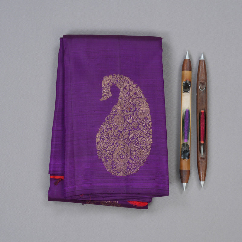 Hayagrivas Regal Purple Handloom Kanjivaram Silk Saree BBD1319L3-1