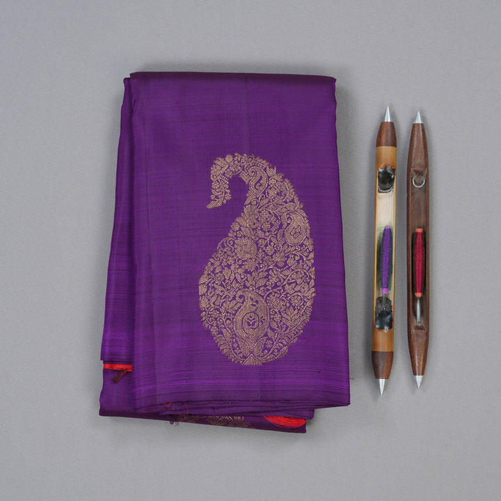 Hayagrivas Regal Purple Handloom Kanjivaram Silk Saree BBD1319L3-1