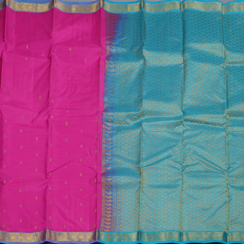 Hayagrivas Pink Handloom Kanjivaram Silk Saree with Lilac Color Border BBD1320L1-3