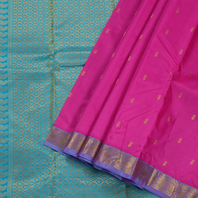 Hayagrivas Pink Handloom Kanjivaram Silk Saree with Lilac Color Border BBD1320L1-3