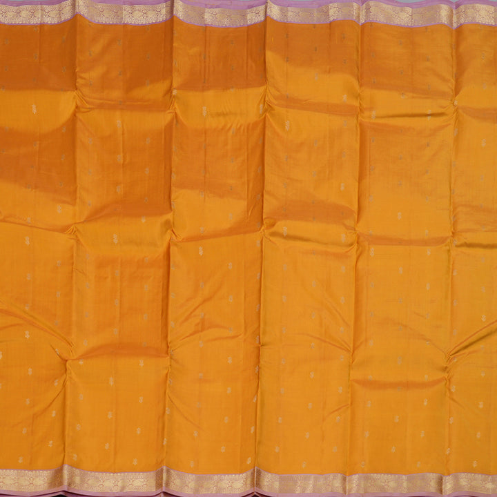 Hayagrivas Mustard Handloom Kanjivaram Silk Saree with Lavender Border BBD1320L1-8