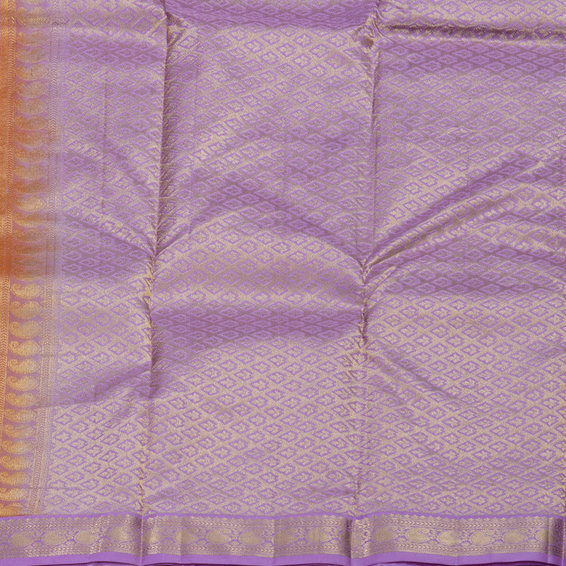 Hayagrivas Mustard Handloom Kanjivaram Silk Saree with Lavender Border BBD1320L1-8