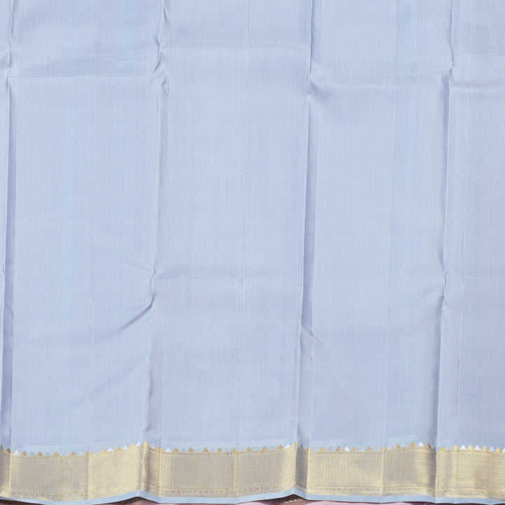 Hayagrivas Rose Pink Handloom Kanjivaram Silk Saree with Silver Grey Border BBD1322L1-1