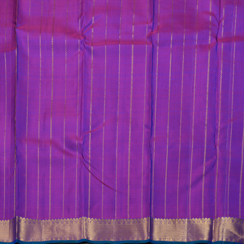 Hayagrivas Peacock Blue Handloom Kanjivaram Silk Saree with Purple Border BBD1324L1-2