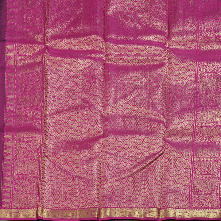 Hayagrivas Dark Purple Handloom Kanjivaram Silk Saree with Pink Border BBD1326L1-2