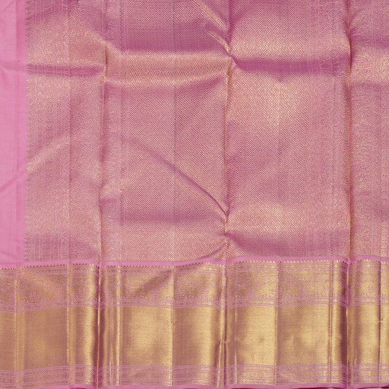 Hayagrivas Half White Handloom Kanjivaram Silk Saree with Rose Pink Border BBD1327L12-1