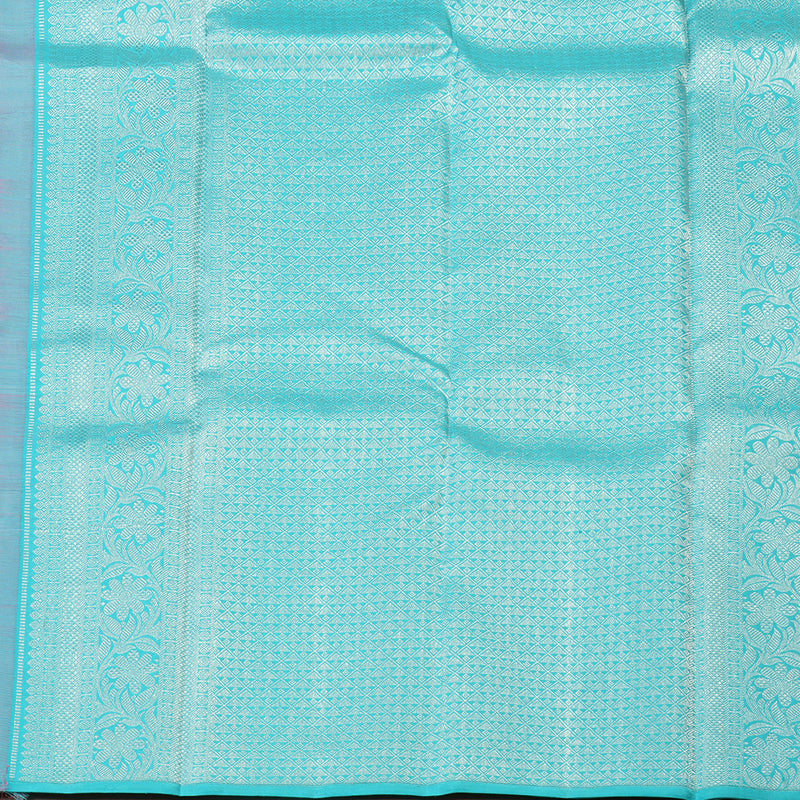 Hayagrivas Handloom Kanjivaram silk saree in Mild pink with sky blue Borderless BBD1327L21-1