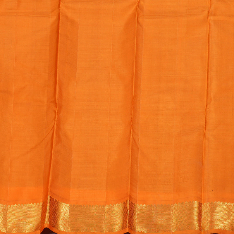 Hayagrivas Blue Handloom Kanjivaram Silk Saree with Orange Border BBD1327L24-1