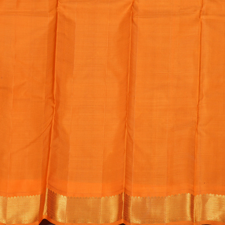 Hayagrivas Blue Handloom Kanjivaram Silk Saree with Orange Border BBD1327L24-1