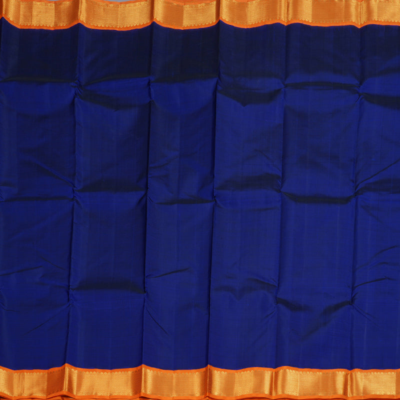 Hayagrivas Blue Handloom Kanjivaram Silk Saree with Orange Border BBD1327L24-1