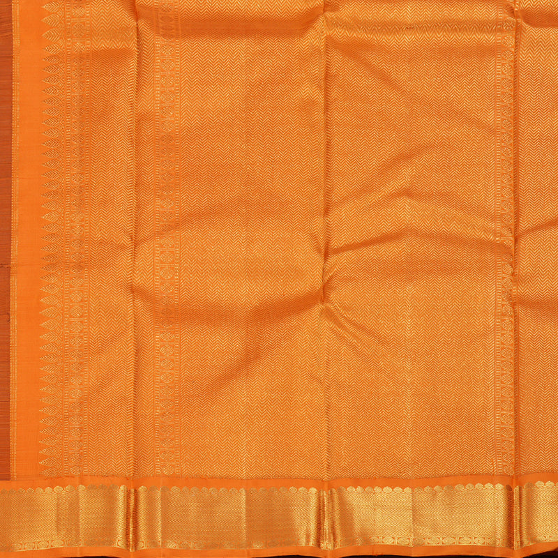 Hayagrivas Blue Handloom Kanjivaram Silk Saree with Orange Border BBD1327L24-1