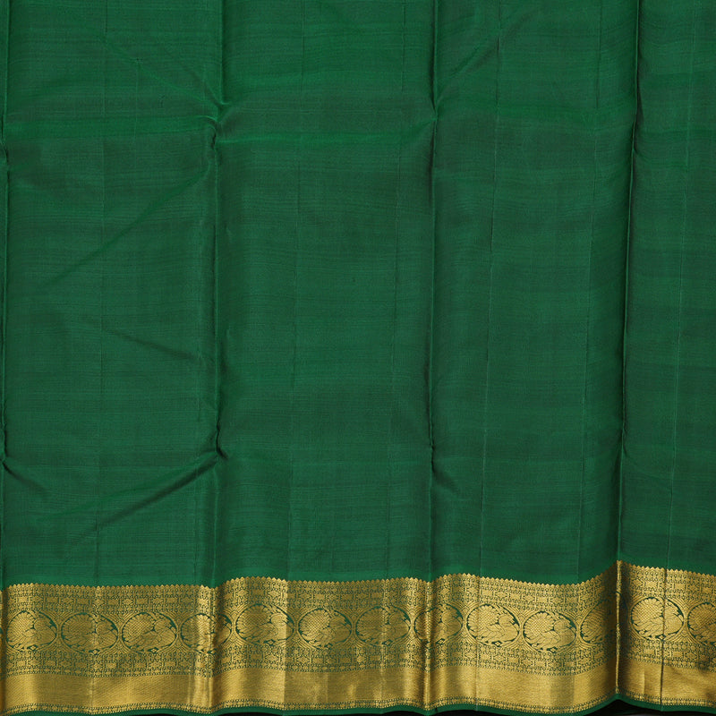 Hayagrivas Multi Color Checks Handloom Kanjivaram Silk Saree with Bottle Green Border BBD1327L25-1