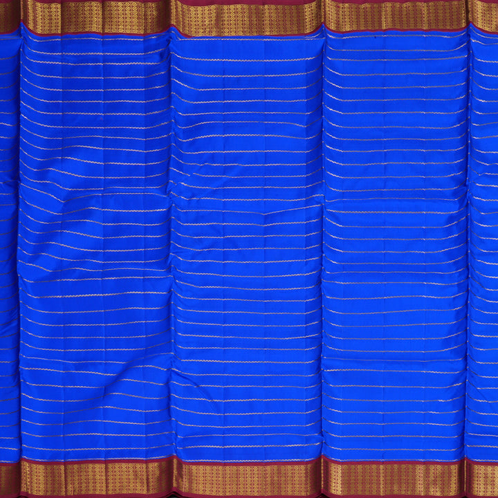 Hayagrivas Blue Handloom Ten Yards Kanjivaram Silk Saree with Maroon Border BBD1327L28-1