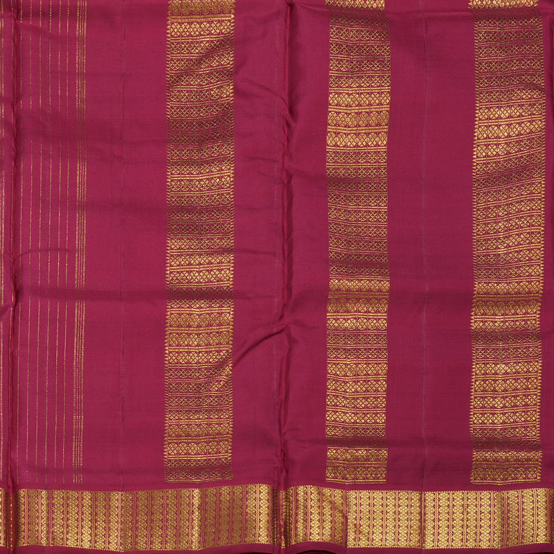 Hayagrivas Blue Handloom Ten Yards Kanjivaram Silk Saree with Maroon Border BBD1327L28-1