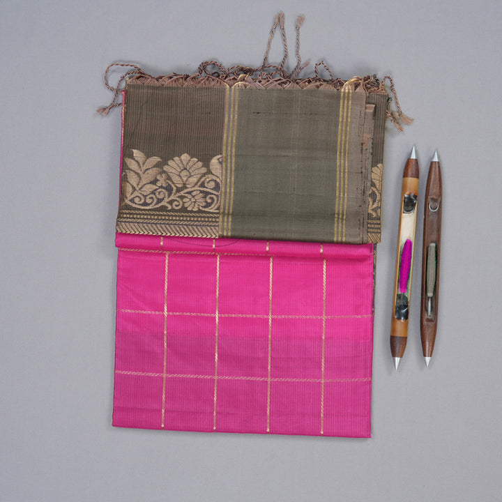 Hayagrivas Pink Handloom Soft Silk Saree with Chocolate Brown Border BBD1328L8-3