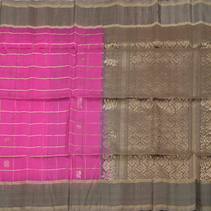 Hayagrivas Pink Handloom Soft Silk Saree with Chocolate Brown Border BBD1328L8-3