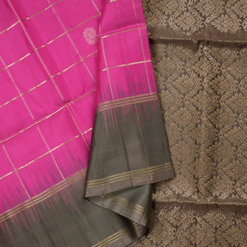 Hayagrivas Pink Handloom Soft Silk Saree with Chocolate Brown Border BBD1328L8-3