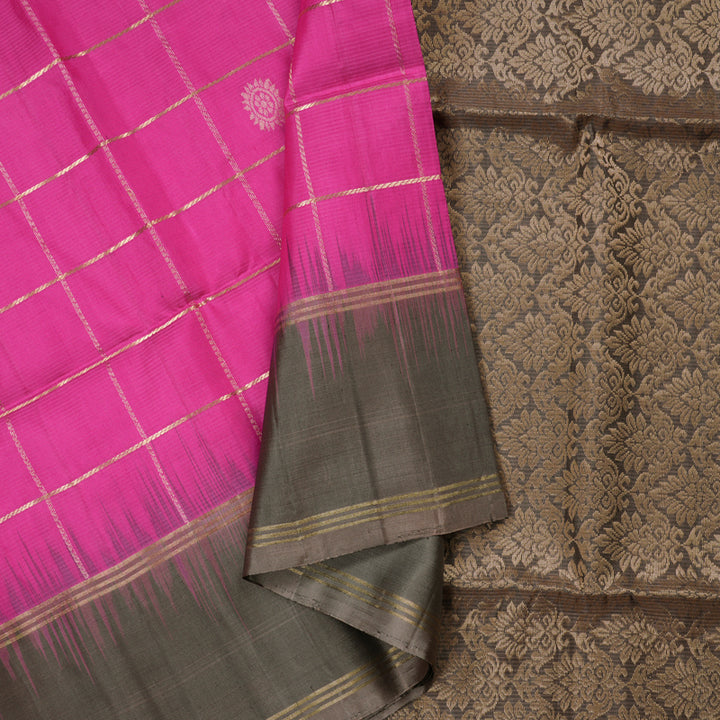 Hayagrivas Pink Handloom Soft Silk Saree with Chocolate Brown Border BBD1328L8-3