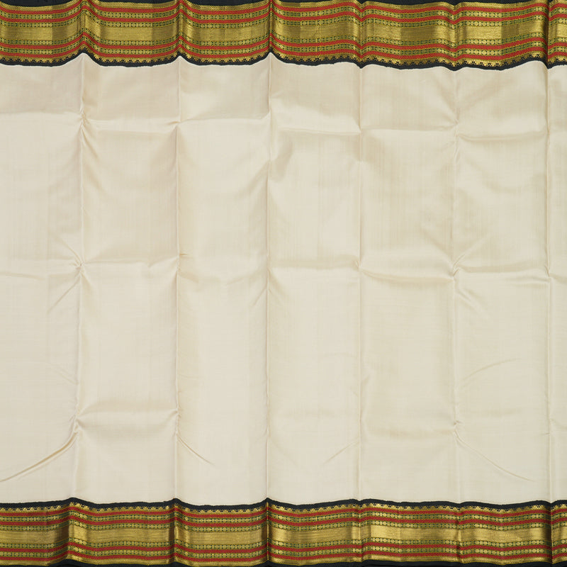 Hayagrivas Handloom Cream Kanjivaram Silk Saree with Black Border BBD1332L3-1