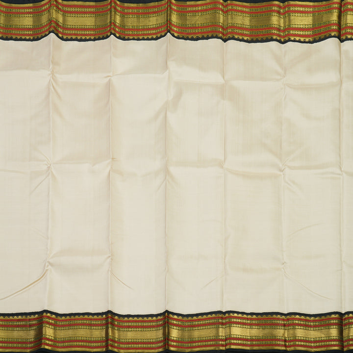 Hayagrivas Handloom Cream Kanjivaram Silk Saree with Black Border BBD1332L3-1
